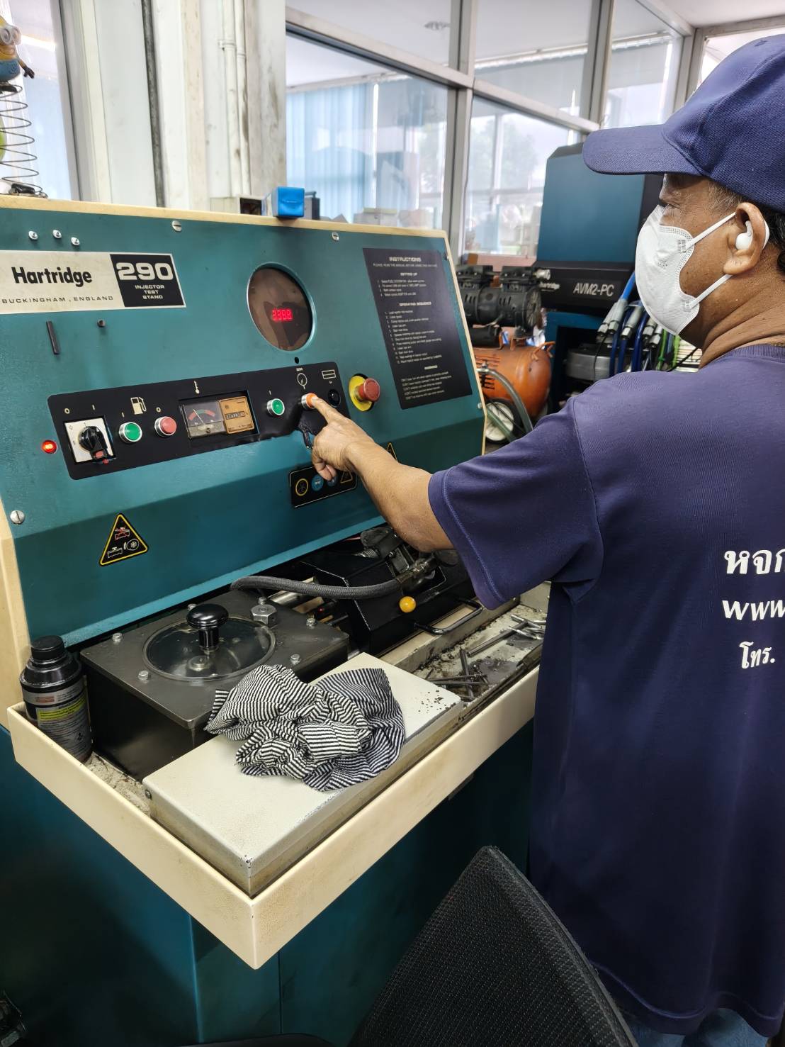 การทดสอบหัวฉีดด้วยแท่นทดสอบ Hartridge 290